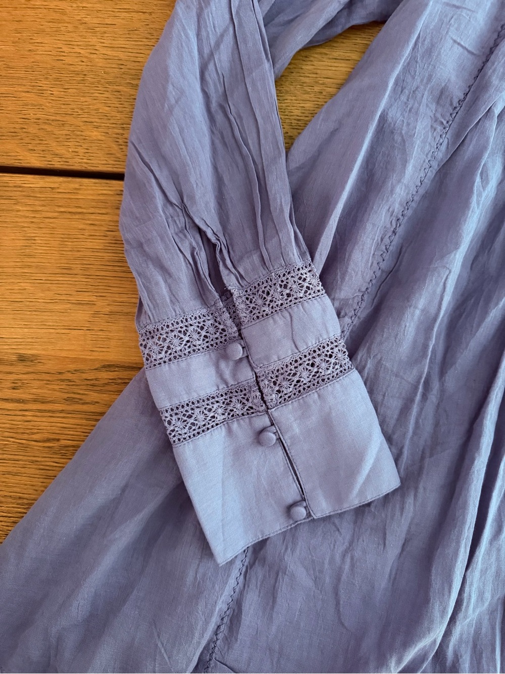 Free People Haddie Solid Mini Dress Prep Peri Blue Embroidered Boho Tunic L $165 - Picture 7 of 11